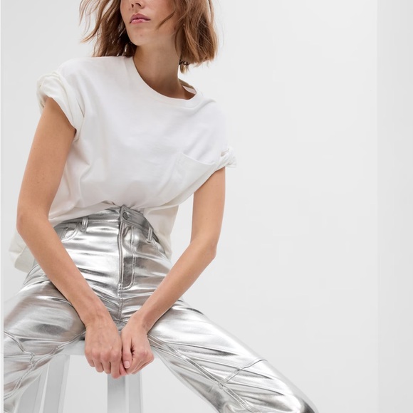 High Rise Vegan Leather Cheeky Straight Pants - Picture 3 of 4